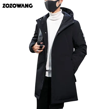 

ZOZOWANG 2019 Men down coat piumino uomo inverno 3 color doudoune Jacket Men Hooded Windproof Outerwear Casual White Down Coats