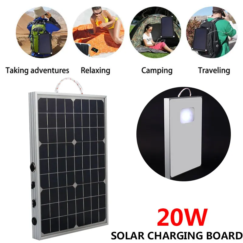 

Solar Charging Equipment Solar Cells 20W 420*280*35 Mm Module Travel Solar Panel Monocrystalline Silicon Powered Outdoor