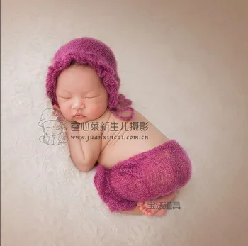 

Baby Mohair Hat and Pants Baby Clothing Set Newborn Shotrs Baby Bonnet Photography Props