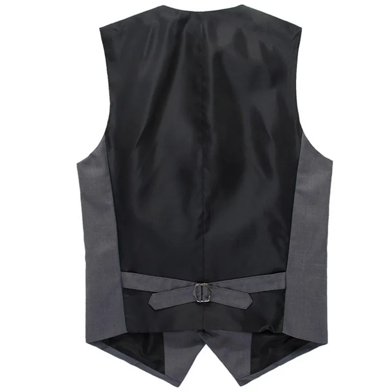 Slim Fit Grey Dress Vests for Men - David Beckham Style Formal Suit Vest, Sleeveless Wedding Jacket Blazer image 3