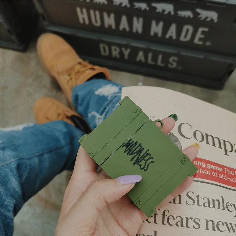 

Fashion Military box For Airpods Protective Case Bluetooth Earphone Cartoon Silicone Cover For Apple Air pods Cases Accessories
