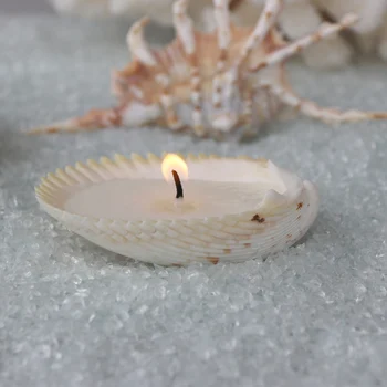 

Free Shipping(2 pcs/lot)Natural Big Cockle Shell Aromatherapy Candle For Wedding Decor Coastal Home Decor Craft Seashells