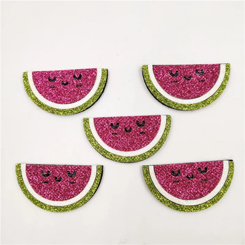 

30pcs/lot 5x2.5cm Glitter Watermelon Padded appliques for headwear decoration handmade hair accessories