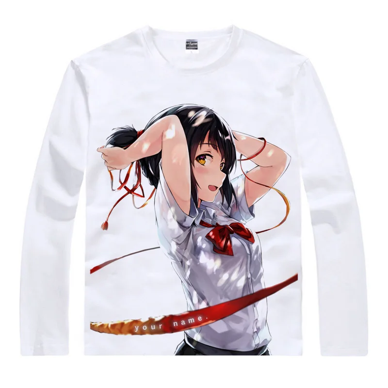 Coolprint аниме рубашка ваше имя Кими нет на ва Футболки с длинным рукавом Тачибана таки миямидзу мицуха Косплей Motivs Kawaii рубашки - Цвет: Style 15