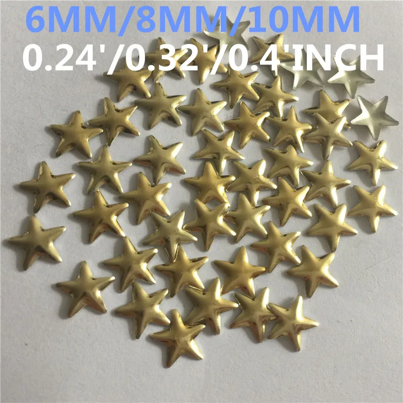 800PC 6mm/8MM/10mm Aluminum Golden Hot Fix Rhinestuds Star Shape Studs Metallic Nailheads Iron On DIY Garment Accessories | Дом и сад