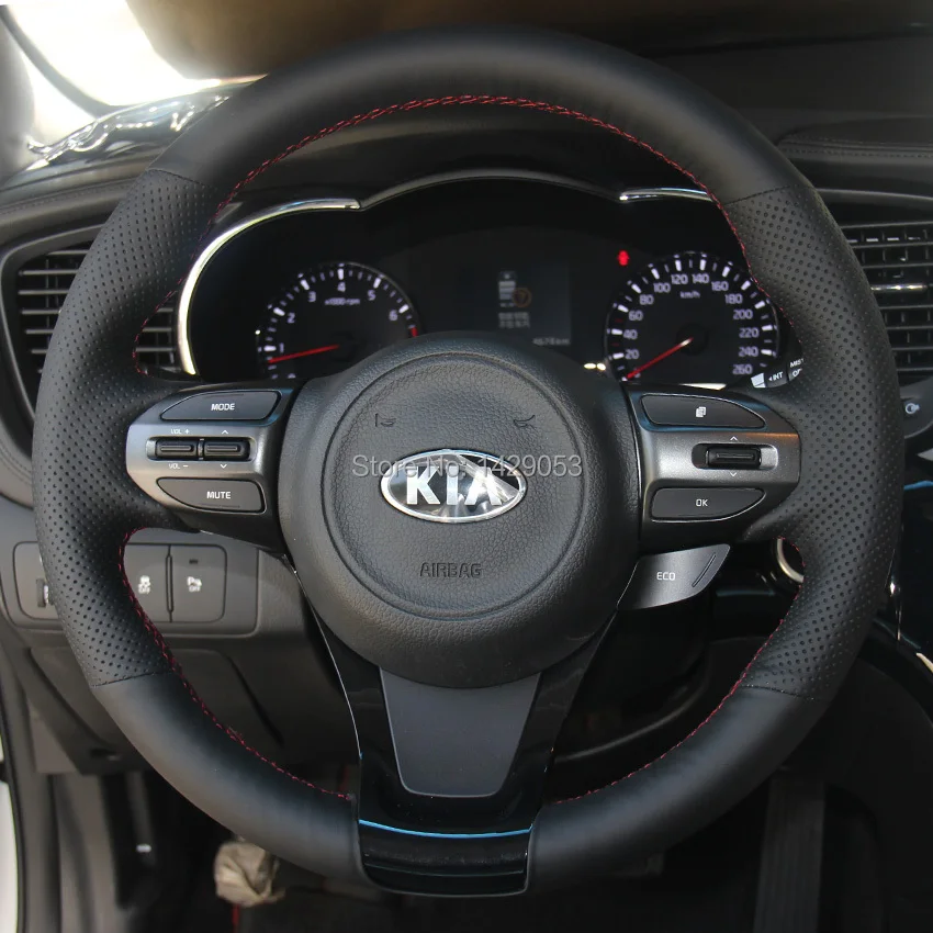 Чехол для KIA K5 2012 крышки рулевого колеса DIY натуральная Кожа Швейные рулевого колеса автомобиля чехлы для автомобиля анти-скольжения