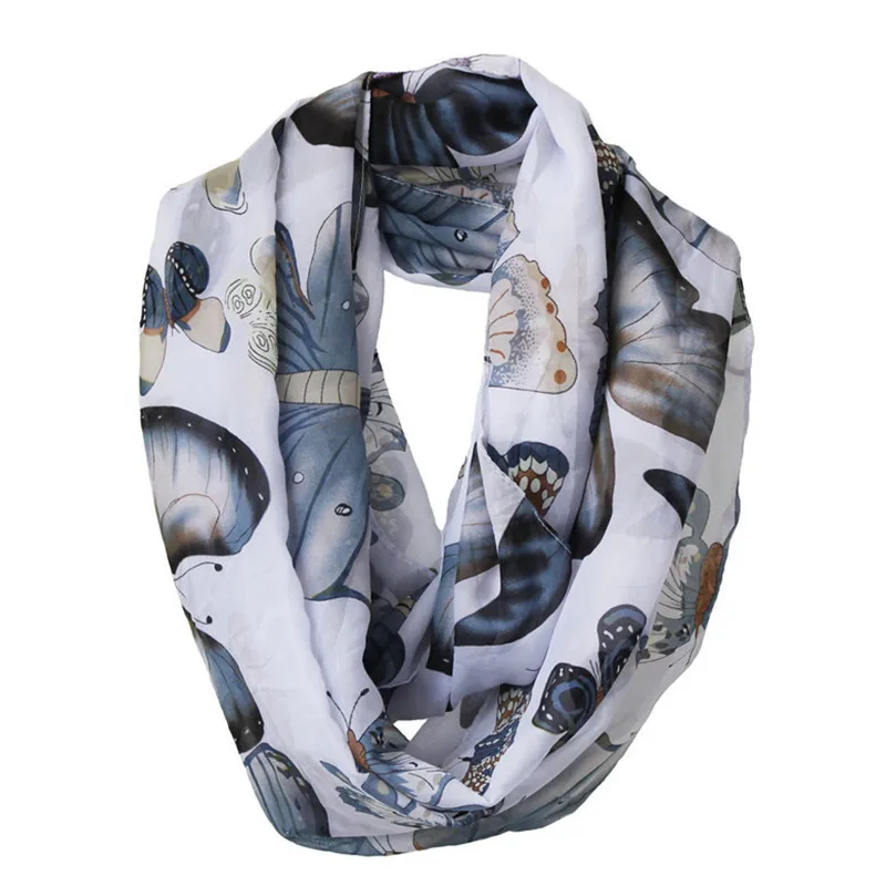 summer spring women chiffon long o ring collars flower fashion lady scarf dress decoration accessories adult beach wear scarves