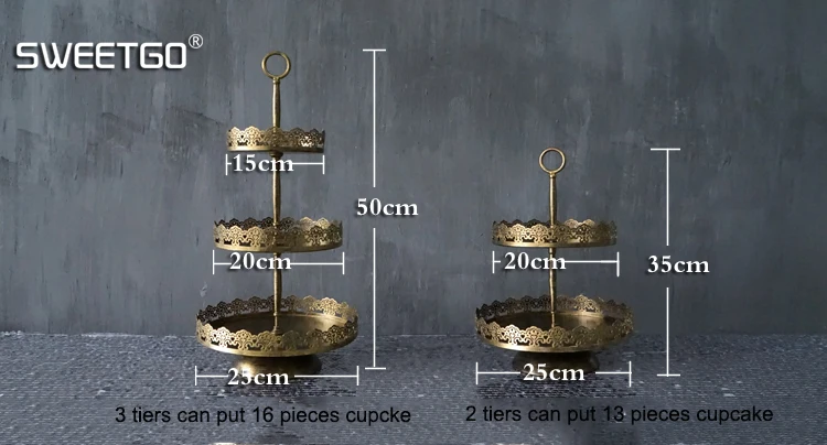 Винтажная подставка для кексов, 2 яруса, бронзовая железная металлическая подставка для кексов и прямоугольные лотки для украшения конфет, Свадебный поставщик