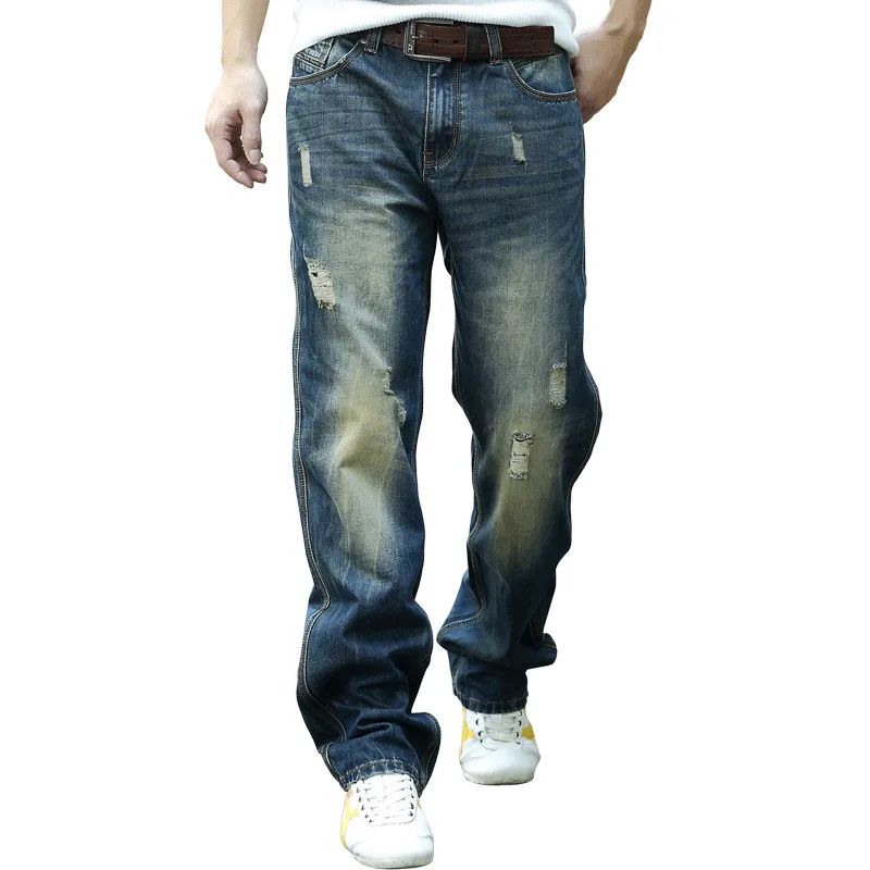 Новый 2017 Для мужчин с джинсовой Брюки карго Джинсы для женщин отверстие хип-хоп мешковатые Джинсы для женщин Для мужчин свободные длинные