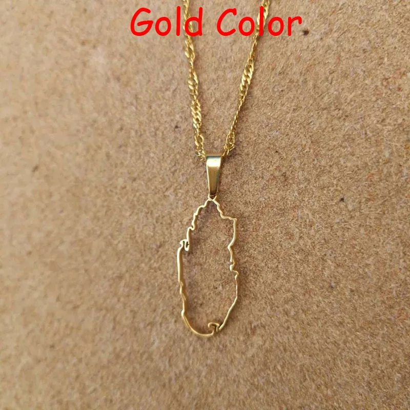 Anniyo(маленький размер) золото Коло/серебро Нержавеющая сталь контур Катара карта кулон ожерелья для женщин Qataris карты#027321 - Окраска металла: Gold Color