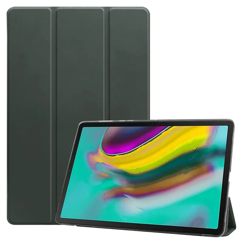 Ультратонкий чехол для samsung galaxy tab S5e 10,5 SM-T720 SM-T725 T720 Smart Cover Funda из искусственной кожи с подставкой+ пленка+ стилус - Цвет: Dark gray