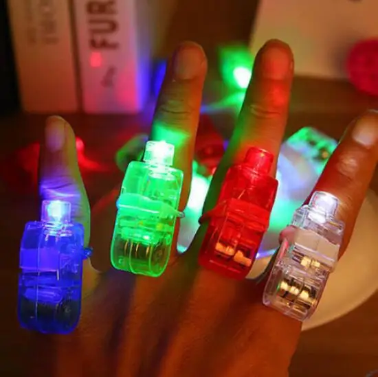10pc/pack Finger Light Up Ring Laser Led Rave Dance Christmas Party Glow Beams 