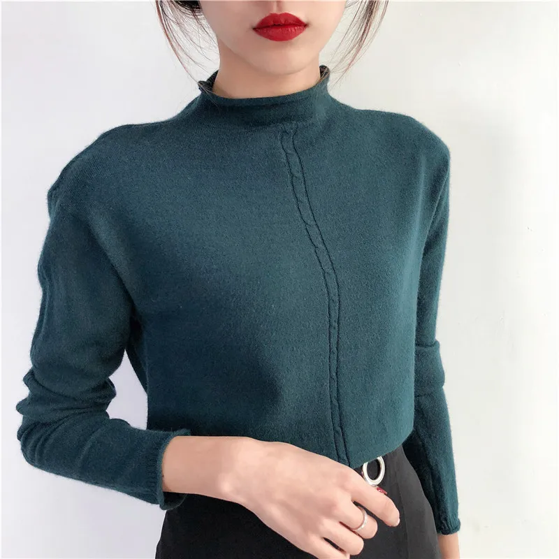 2017 New sweater High collar pullover winter half downneck female take ...