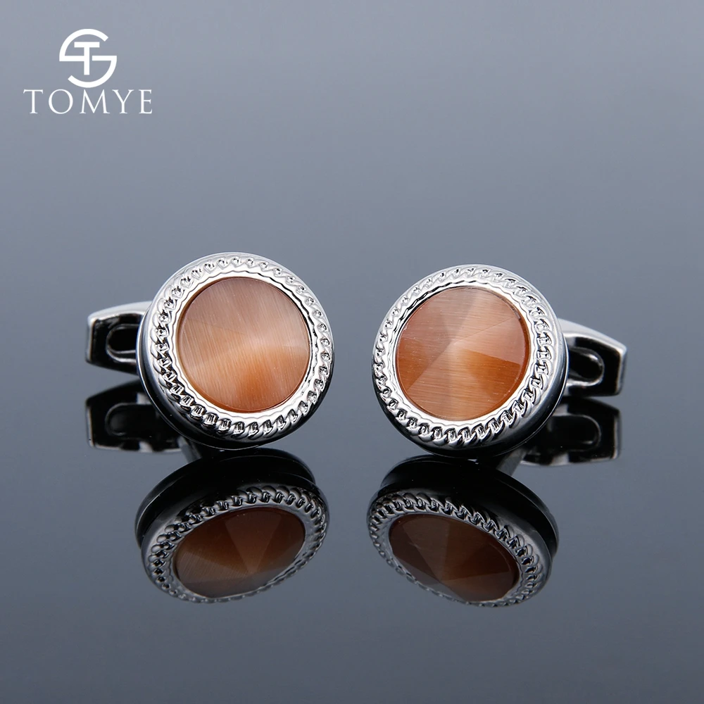

TOMYE men's round french style cufflinks opal silver personalised cufflinks wedding XK18S033