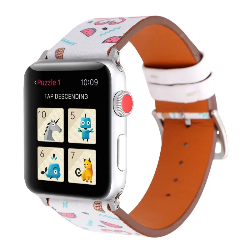 Фламинго цветочный кожаный ремешок для Apple Watch группа 38 мм 42 мм с цветочным принтом Листья Браслет для iWatch серии 1 2 3 полосы