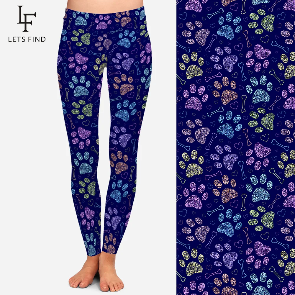 Fashion Colorful Dog Paws Printed Leggings Women Girl Sexy Fitness Legging High Quality Comfortable Workout Leggings Plus Size