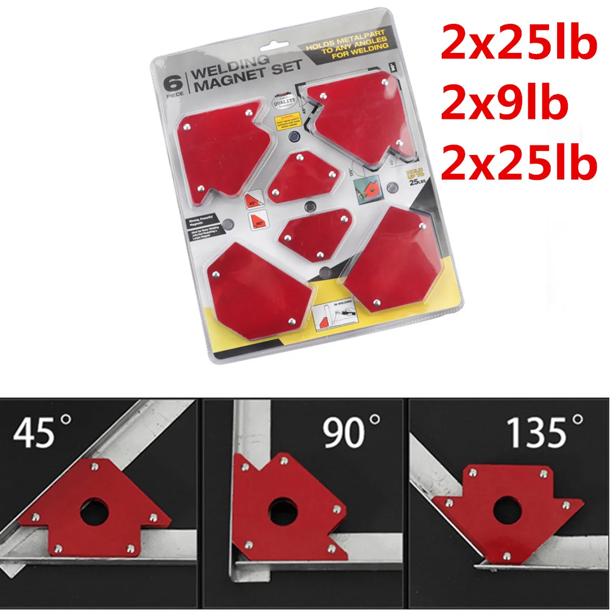 Billige 6 stücke Multi winkel Magnet Schweißen Halter Pfeil Magnetische Klemme für Schweiß Magnet 2x 50lbs 2x 25lbs 2x 75lbs mig Werkzeug