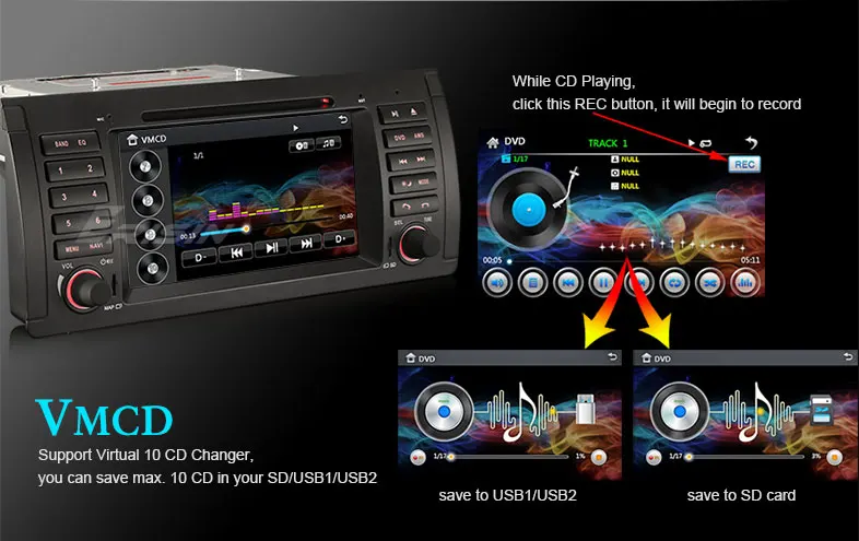 Erisin ES739B " MTK автомобильный DVD gps плеер IPOD 3g RDS DVR система для BMW E39 E53