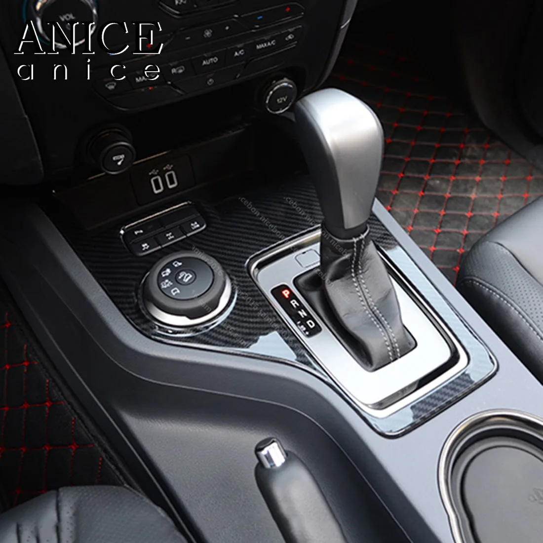 

Carbon fiber color Center Console Button Gear Panel Cover Fit For Ford Everest Endeavour