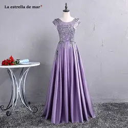 Vestido de festa longo para casamento vestido para madrinha2018 новый кружевной и атласный короткий Цельнокроеный рукав a Line Лавандовое платье подружки невесты