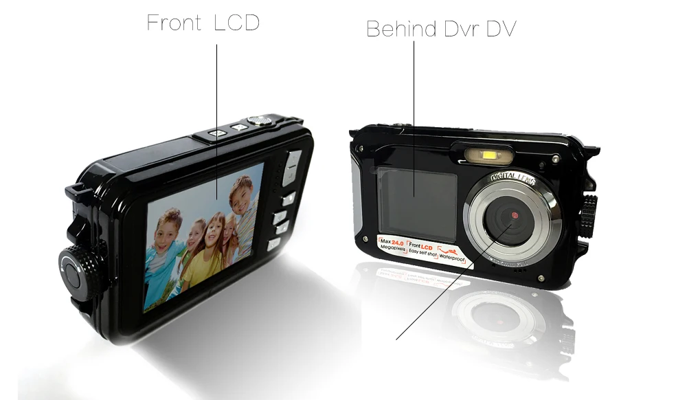 2,7 дюймов TFT lcd Цифровая водостойкая камера 24MP MAX 1080P двойной экран 16x цифровой зум видеокамера(DC998