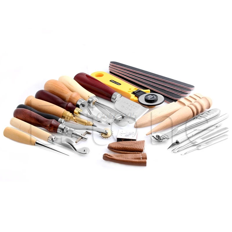 

Leather Craft Punch Tools Kit Stitching Carving Working Sewing Saddle Groover G08 Drop ship
