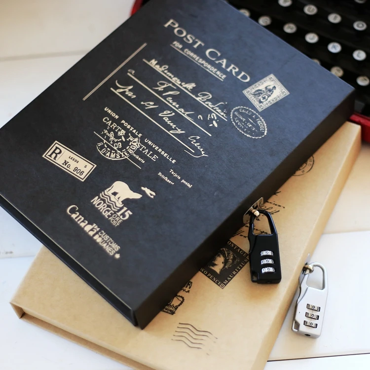 

Free shipping Fashion vintage diary with lock boxed notebook lockbutton notepad daily memos organizer planner with lock notebook