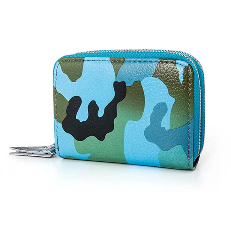 

6colors Genuine Leather RFID Wallet camo Card Case Business Card Holder Men Women Credit Card Bag Card Travel Wallet