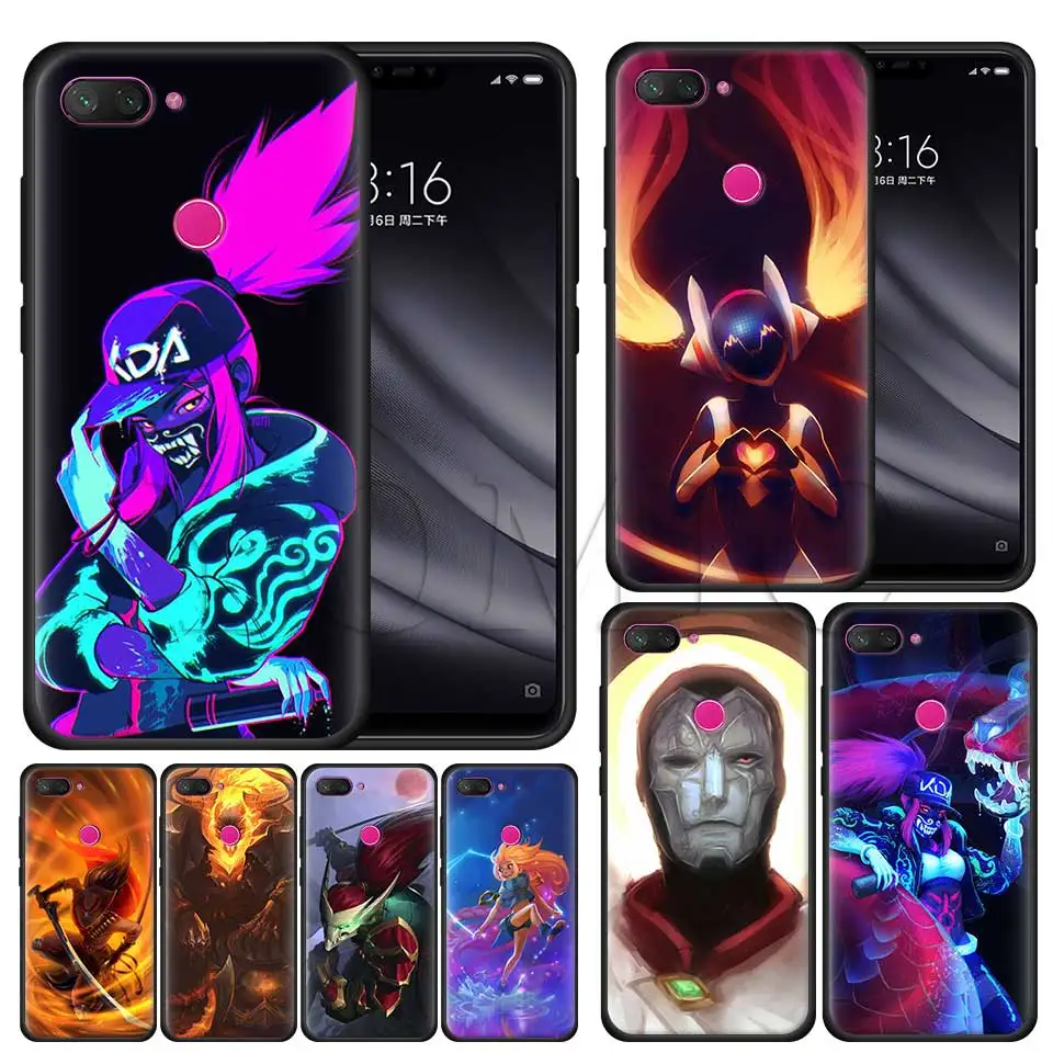 

Silicone Case for Xiaomi 8 A2 Lite A1 5X 6X poco F1 Play Redmi K20 Pro Note 7 6 Black Case Cover League of Legends
