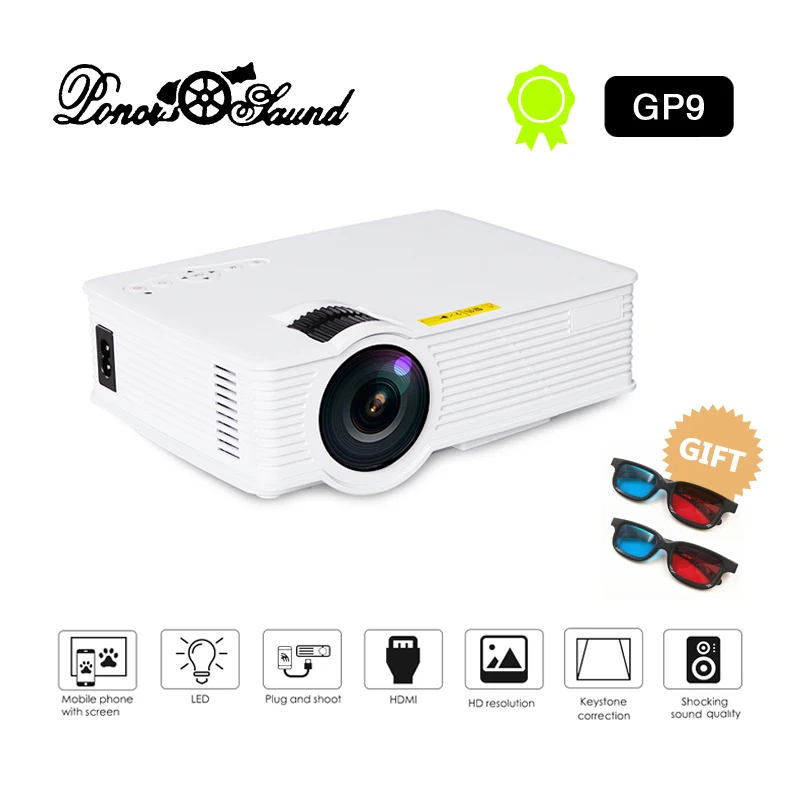 

Poner Saund LED GP9 Mini Projector Wired Sync Display Home Theater Android Support Full HD LED projector Beamer Video Proyector