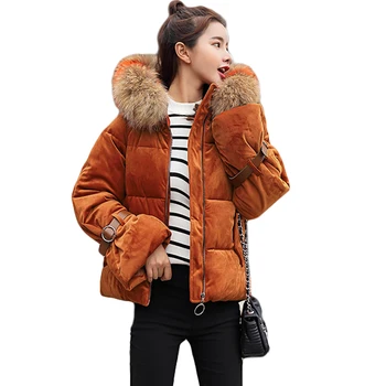 

2018 New Autumn Winter Big Fur Jacket Women Fashion Female Velour Jacket Short Cotton Coat Ladies Outwear Inverno Parka CM439