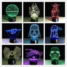 Несколько Звездных Войн светодиодный 3D ночник креативный окружающий свет настольная Лампа Домашнее освещение Bulbing цвета Изменение Luminaria подарки для детей