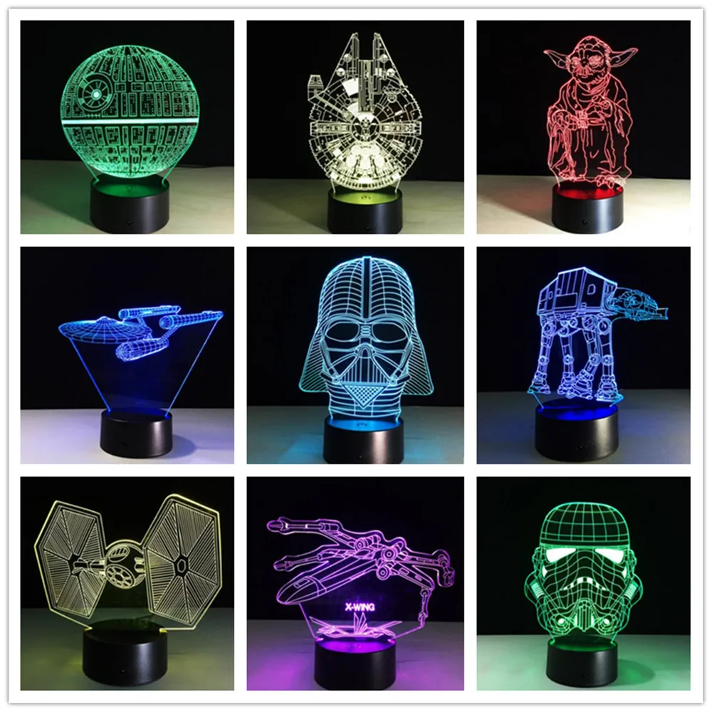 

Multiple Stars Wars LED 3D Night light Creative Ambient Light Desk lamp Home Lighting Bulbing Colors Change Luminaria Kids Gifts