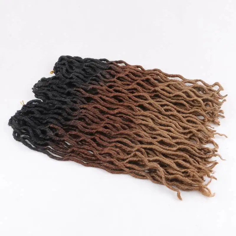 Роскошные для плетения Faux locs Curly вязаные волосы 24 пряди Омбре блонд крючком косички 20 дюймов 50 см синтетические косички - Цвет: Омбре