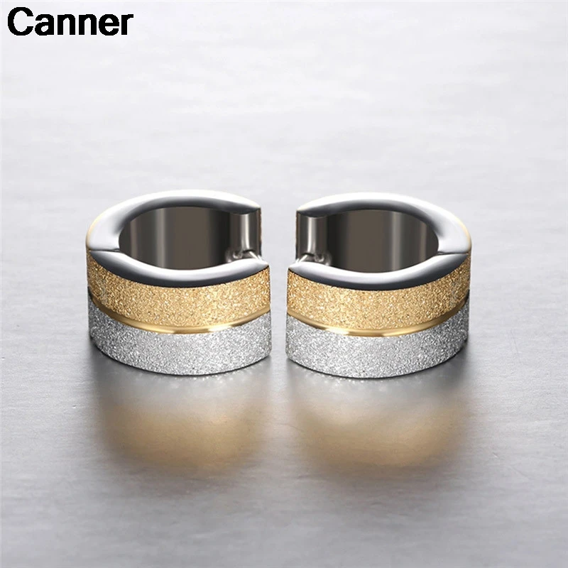 

Canner Fashion Stainless Steel Earrings For Women Men Gold Silver Color Frosted inoxidable aros mujer oreja Party Jewelry C5