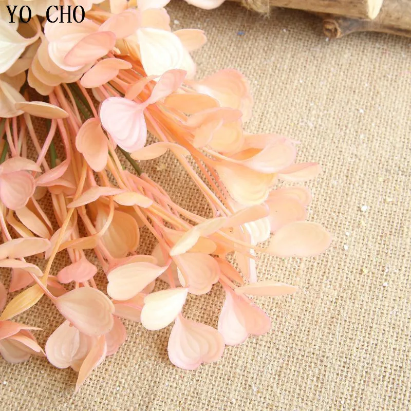 يو تشو 2 قطع مصنع الاصطناعي الأزياء الشمبانيا الجنكة أوراق باقة وهمية النباتات للمنزل التبعي DIY هدية عالية نهاية الجدول زهرة