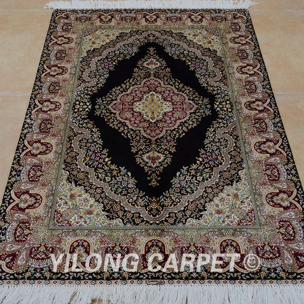 Yilong 3 'x 4 5' старинный Восточный четырехсезонный ковер изысканный сад ручной