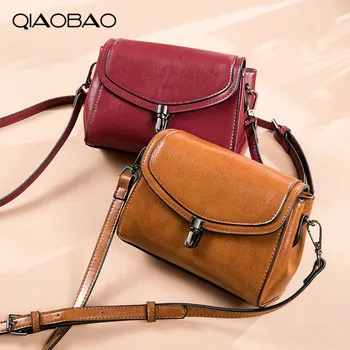 

QIAOBAO Hot Classic Flap Women Lock 100% Genuine Leather Handbags Lady Messenger Bag For Female Bolsas