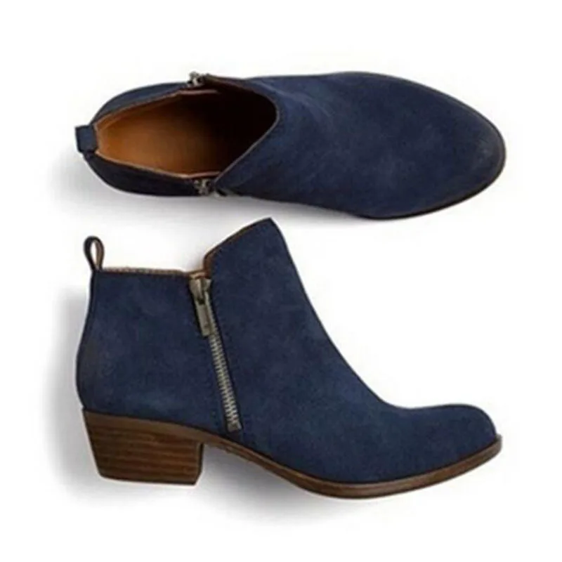 COVOYYAR/ г. Ботильоны новые модные женские ботинки с острым носком женская обувь на квадратном каблуке с боковой молнией Большие размеры 35-43, WBS976
