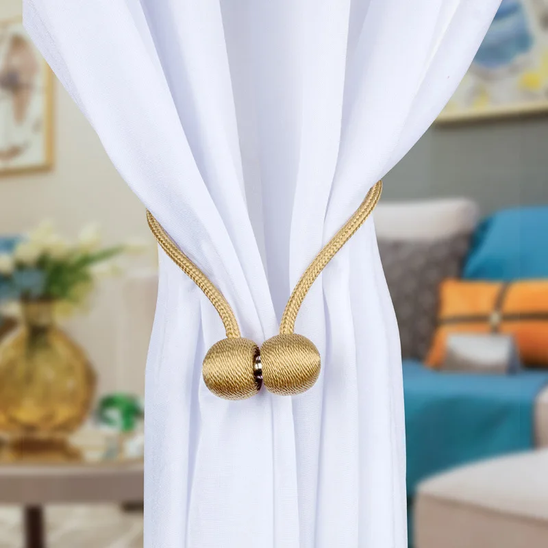 

1pc Curtain Straps Magnet Buckle Simple Tendon Curtain Magnetic Buckle Free Punching Installation Curtain Buckle