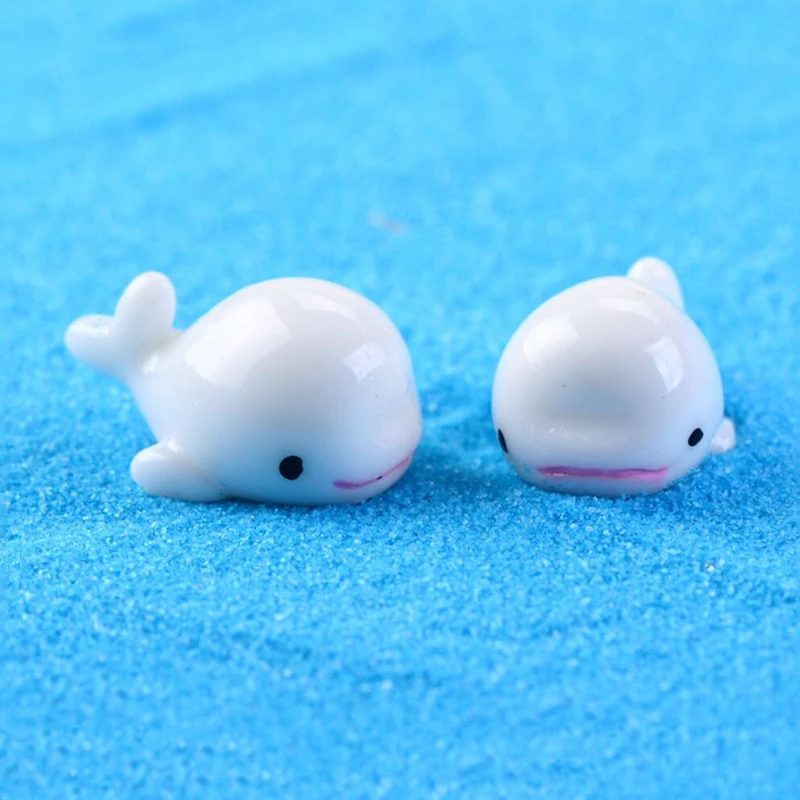 

6PCS/Set White/Blue Cute Mini Dolphin Resin Miniature Cartoon Whale Micro Landscape Decoration Resin Crafts Home Pool Decor