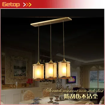 

Modern Copper LED Round Pendant Lamp Gold Circular/Rectangle Base 3 Heads E27 Lights Fixture for Diningroom Sittingroom Lamp