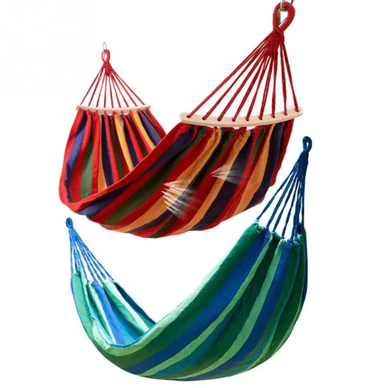

Portable Hammock Outdoor Hammock Garden Sports Home Travel Camping Swing Canvas Stripe Hang Bed Hammock Red Blue 200 x 80 cm