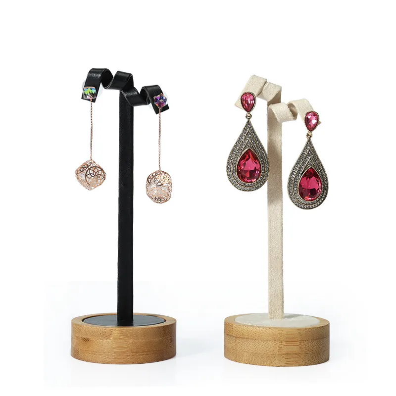 Bamboo Wood Earrings Display Holder Drop Earrings Stud Earrings Display Showcase Jewelry Display
