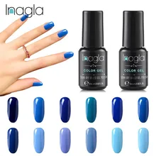 Inagla Синий Цвет гель для дизайна ногтей 8 мл УФ светодиодный светильник Чистый гель лак для ногтей длинный прочный верх основа впитываемый лак для ногтей