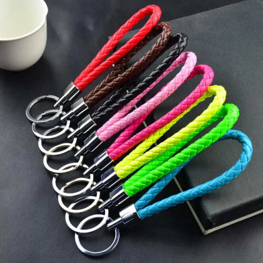 

15 Colors Unisex Creative Keyring Key Chain Fashion Handmade braid PU Leather Keychain For Men Women 1PCS