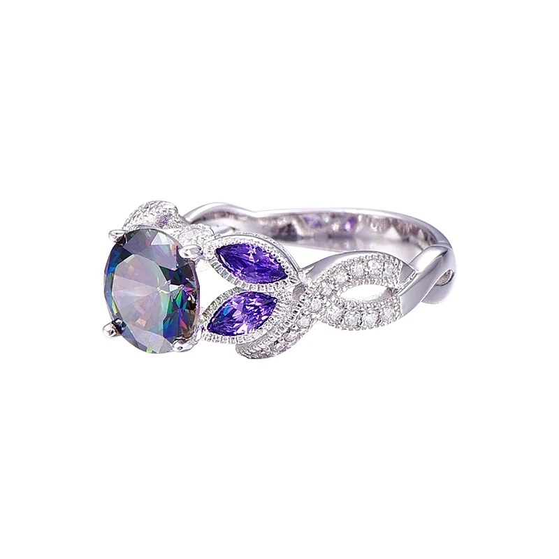 Najtaniej Mistyczne Rainbow Topaz 925 srebro pierścionki Sapphire obrączki z wyczyść CZ dla kobiet kobieta oryginalna elegancka biżuteria