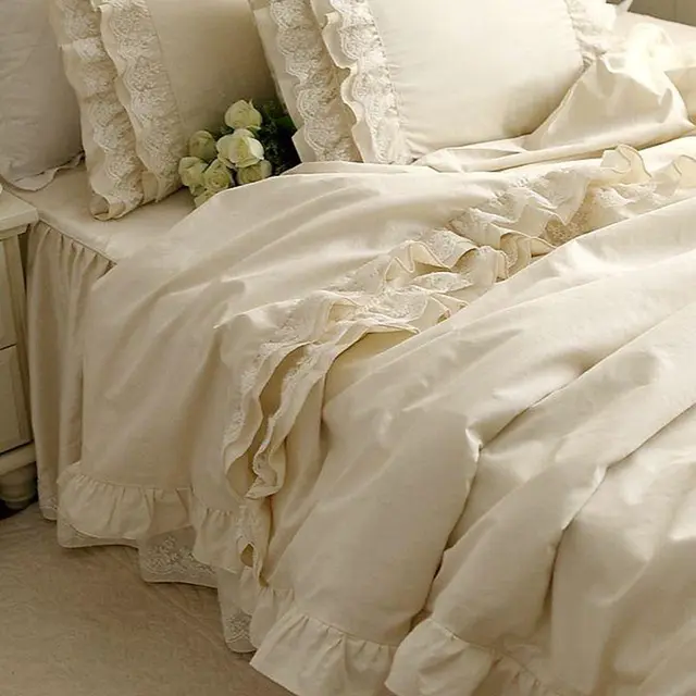 Special Offers New Luxury Bedding Set Alec High-Grade High-Density Cotton Satin Bedding Embroidered Lace Ruffle Duvet Cover Elegant Bedspread Special Offers New Luxury Bedding Set Alec High-Grade High-Density Cotton Satin Bedding Embroidered Lace Ruffle Duvet Cover Elegant Bedspread
