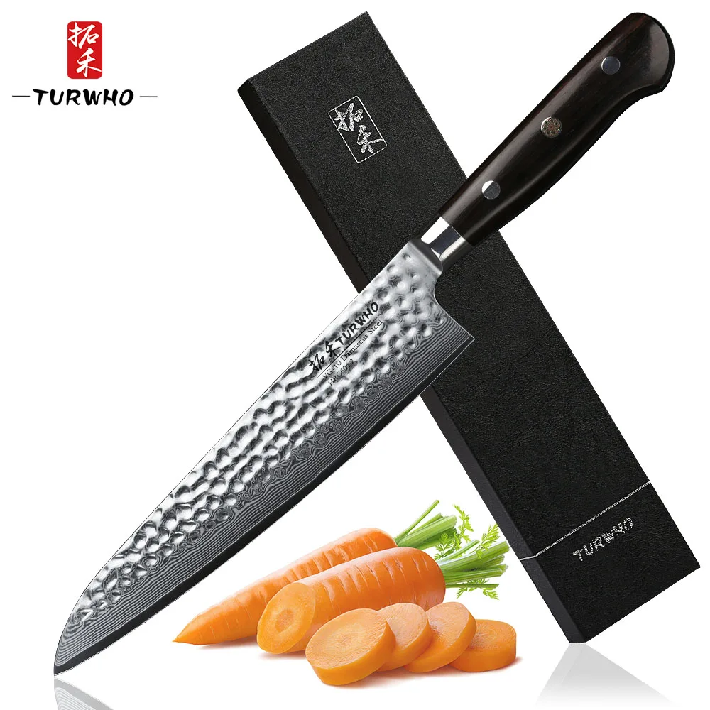 TURWHO 8 2 дюймовый дамасский нож шеф повара качественный Gyuto 67 слоев японские