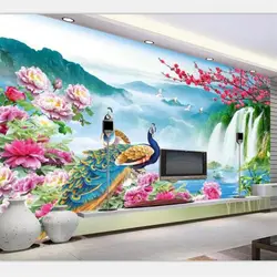 Beibehang пользовательские обои большой высокого класса fairyland Павлин пейзаж ТВ фоне стены гостиная, спальня